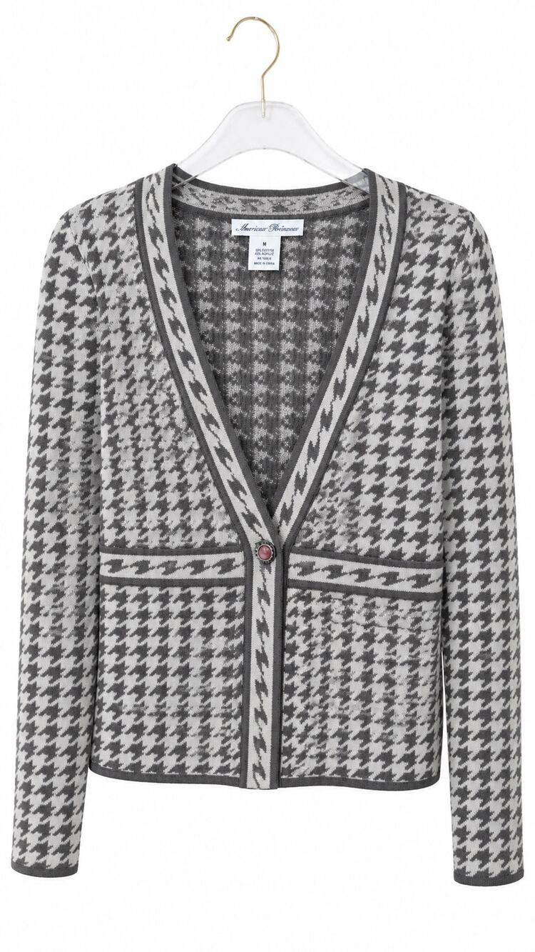 Marissa Christina Gray Houndstooth Knit Cardigan – Size M